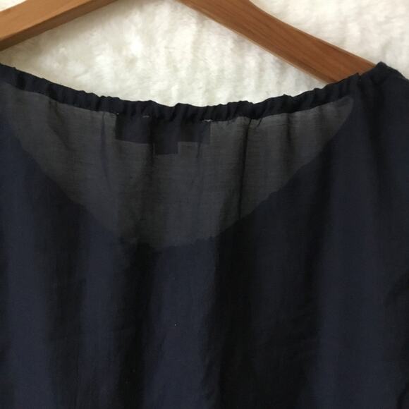 LOFT Navy Sheer Peasant Blouse - Picture 11 of 16